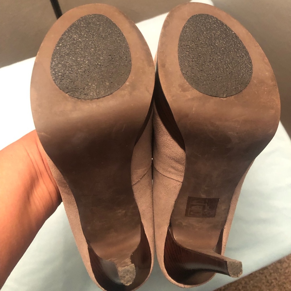 Nude suede heels